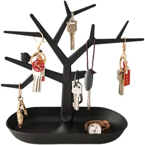 PrimPick Tabletop Key Holder Stand Tree Key Rack,Stand Jewelry Display Necklace Ring Earring Holder Rack,Jewelry Organizer Tray Home Decor for Home Entryway,Jewelry Storage Unit