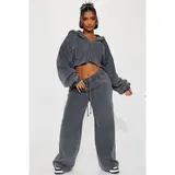 On The Go Fleece Pant Set - Charcoal