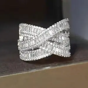 Stunning Twist Crossover Channel Cubic Zirconia Ring for Women - Sparkling Jewelry for Wedding, Engagement, Parties & Valentine's Day Gift