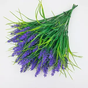 12pcs Lifelike Artificial Monkey Grass with Lavender Flowers, UV-Resistant & Weatherproof, Ideal for Outdoor & Indoor Decoration, Artificial Lavender Plant, Artificial Plants