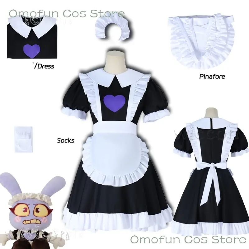 Anime Cartoon Cosplay Cartoon Amazing Costume Digital Jax Circus Cosplay Doujin Maid Dress Adult Halloween Party Expo Clothing