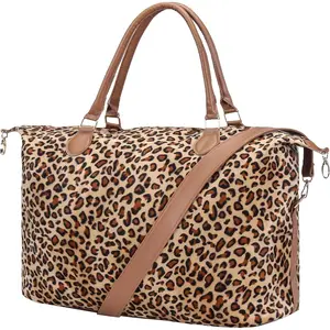 Weekender Bag Duffle Bag For Women Large Travel Tote Bag Overnight Weekend Bags With Shoulder Strap Cow Leopard Atzec-