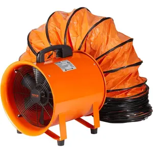 VEVOR Air Mover Blower Fan 12 Inch, 3198CFM 585W with 16.4ft Flexible Duct, Industrial Portable Ventilator Blower/Exhaust, OrangeVEVOR Super Brand Day