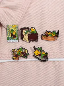 Cute Frog Design Brooch Drop Set Pins, Fashion Alloy Badge for Daily Clothing Decor, Trendy All-match & Exquisite Brooch for Birthday Gift