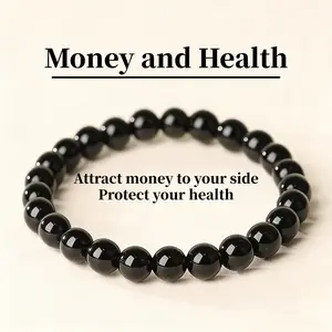 1 piece of money and health attraction chain- Premium Obsidian Friendship Beaded Jewelry, Encouragement Gift, Fashion Natural Stone Bracelet, Handmade Holiday Gift