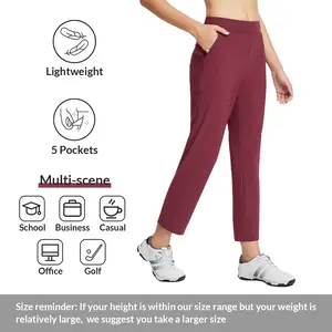baleaf 25" Women's Business Casual Pants Lightweight Stretchy 7/8 Travel Pants Petite Zip Pockets Work School Teacher Golf Ankle Bottom Trousers