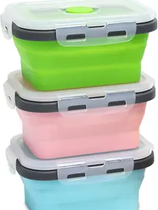 Small Collapsible Silicone Food Storage Container 3 Pack, Silicone Storage Containers for Snack, Fruit(Small, 12 Oz), Stackable, Space Saving, Portion Control