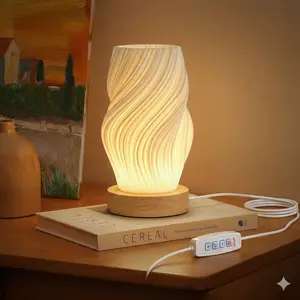 3D Printed USB-Powered Table Lamp, Modern Creative Small Lamp, No Battery Required, Button Control, 3 Color Modes Dimmable Bedside Lamp with Flame Effect