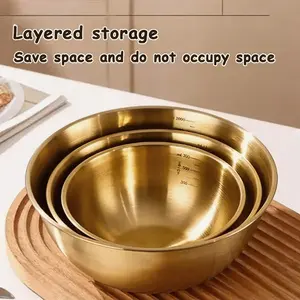 4-Piece Stainless Steel Mixing Bowl Set, Nesting Bowls for Space-Saving Storage, Suitable for Cooking, Baking and Food Prep, Metal Kitchen Bowls Heated