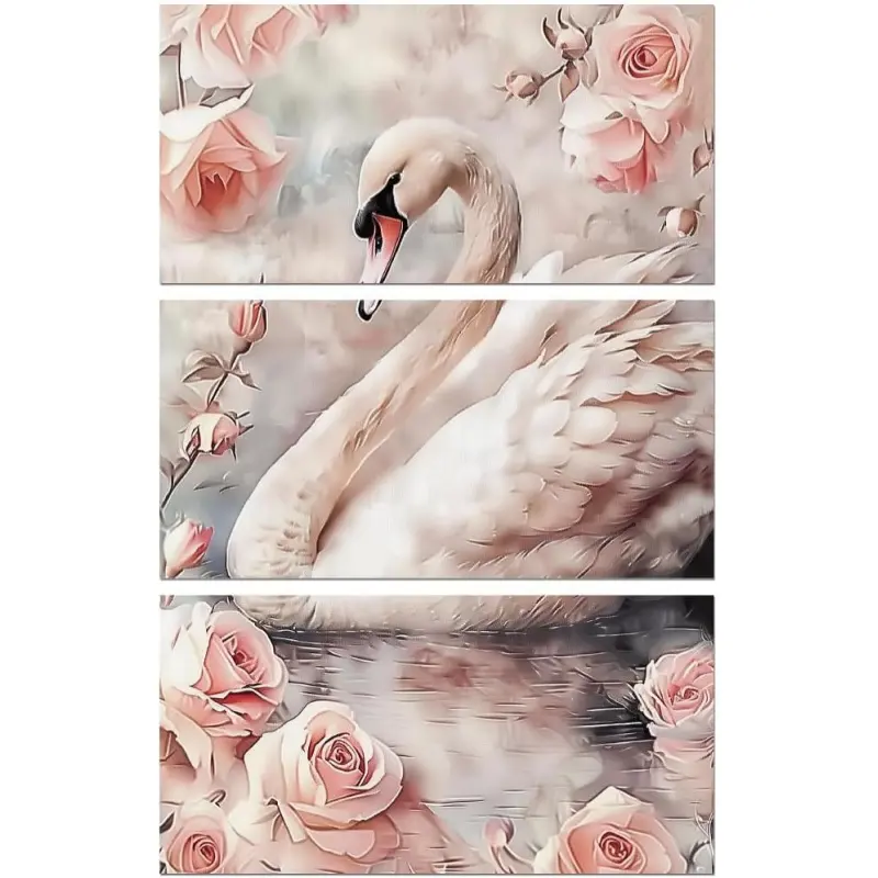 Rub on Transfer Decals for Furniture Crafts Decor 6"x12" Vintage Swan and Rose, 3Pcs Waterproof UV DTF Transfer Sticker for Lingerie Chests Drawer Dresser Glass Porcelain Plastic