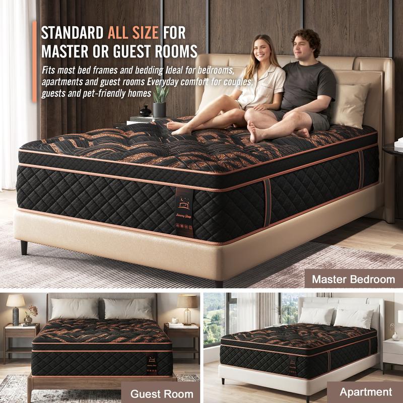 12/14Inch Mattress Twin Full Queen King Bed Size Memory Foam - Ergonomic Design Medium Firm Hybrid Mattress, Luxurious Comfort With Pocket Springs Gel Memory Foam