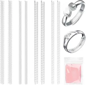 8-Pack Ring Resizer for Loose Rings – Adjustable Clear Silicone Non-Slip Ring Sizer and Tightener Guard (4 Sizes) – Spiral Silicone Jewelry Fitter for Men & Women – Makes Rings Smaller