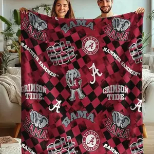 Alabama University Pattern Blanket, Warm Soft Micro Flannel Throw, Multi-Purpose Bedding, Dorm Room Decor, Gift for Family Friends, Soft Comfy Blanket, Flannel Blankets