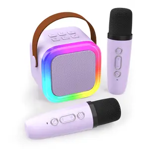 Dual Wireless Microphones Karaoke Set for Kids, 2 Mics with Magic LED Lights for Duet, Bluetooth Portable Speaker, Top Toy Gift for Sisters, Birthday Party Hit​