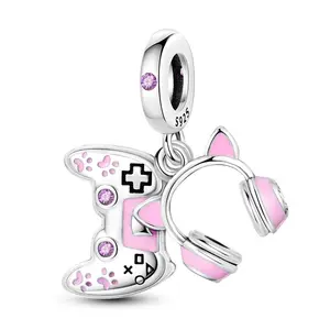MULA Play & Win Charm - 925 Silver Plated Gamer Controller and Headphones Charm, Ultimate Gift for Game Lovers, Pandora Compatible Bracelet and Necklace