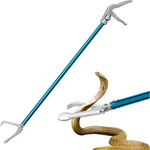 60" Snake Tongs Professional Aluminum Alloy Standard Reptile Grabber Rattle Snake Catcher Wide Jaw Handling Tool