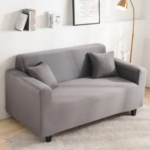 Solid Color Wrinkle Resistant Sofa Cover, Stretch Soft Comfort Elastic Couch Protector, Dust Resistant Slipcover for Home Office Living Room Decoration