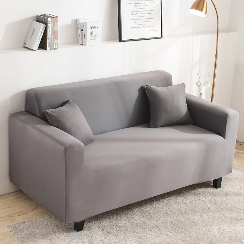 Solid Color Wrinkle Resistant Sofa Cover, Stretch Soft Comfort Elastic Couch Protector, Dust Resistant Slipcover for Home Office Living Room Decoration