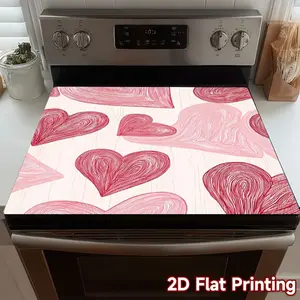 1pc Swirling Pink Hearts Stove Top Mat - Non-Slip Stove Cover for Gas Burners, Dishwasher & Dryer, Compatible with Glass Ceramic Countertops, Pink Heart Design, Easy-Clean Appliance Cover for Stove, Christmas/Mother's Day Gift, 2D Flat