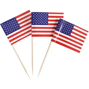 100 piece set of American flags, toothpicks, cocktails, mini bars, cupcakes, decorations, country selection, party decorations, celebrations, cocktails, food bars, cake flags (USA)