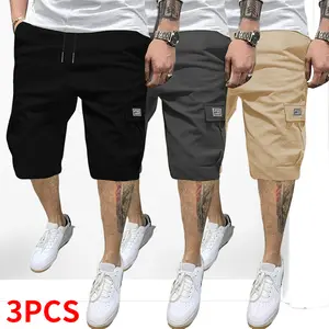 3-pack men’s casual loose shorts—ideal for outdoor wear and running/sports; stylish design with built-in large pockets; summer men’s work shorts; couples’ basketball shorts; suitable for outdoor activities.