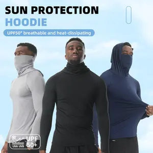 3-Pack Men's Sports Hoodies, Quick-Dry Hooded Sports Shirts with Masks - Breathable Activewear for Gym, Running, Outdoor Training - All-Season Machine Washable