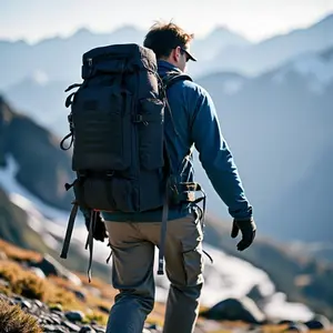 JSERYISGN 70L Outdoor Hiking Backpack for Mountaineering Sport Camping Camo & Black Durable Nylon Material Large Capacity Gift for Men Travel