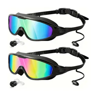 Swim Goggles 2 Pack, Wide View AntiFog&UVSwimming Goggles for Audlt,No Leaking SwimGlasses for MenWomen Youth