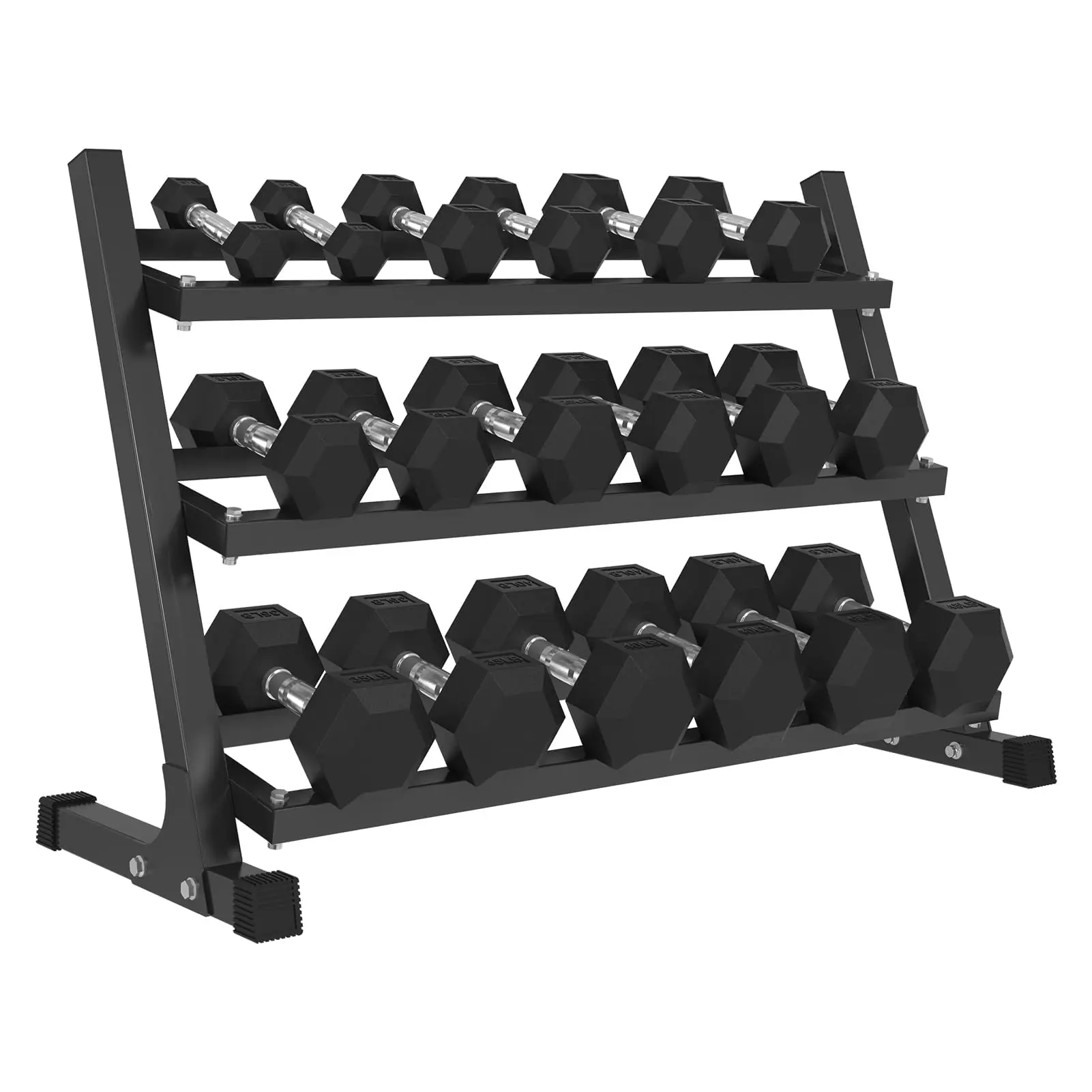 Mikolo Dumbbell Set with Rack, Rubber Hex Dumbbells with Chrome Handles, 450LB Hand Weights for Home Gym Strength Training Mikolo Dumbbell Set with Rack, Rubber Hex Dumbbells with Chrome Handles, 450LB Hand Weights for Home Gym Strength Training