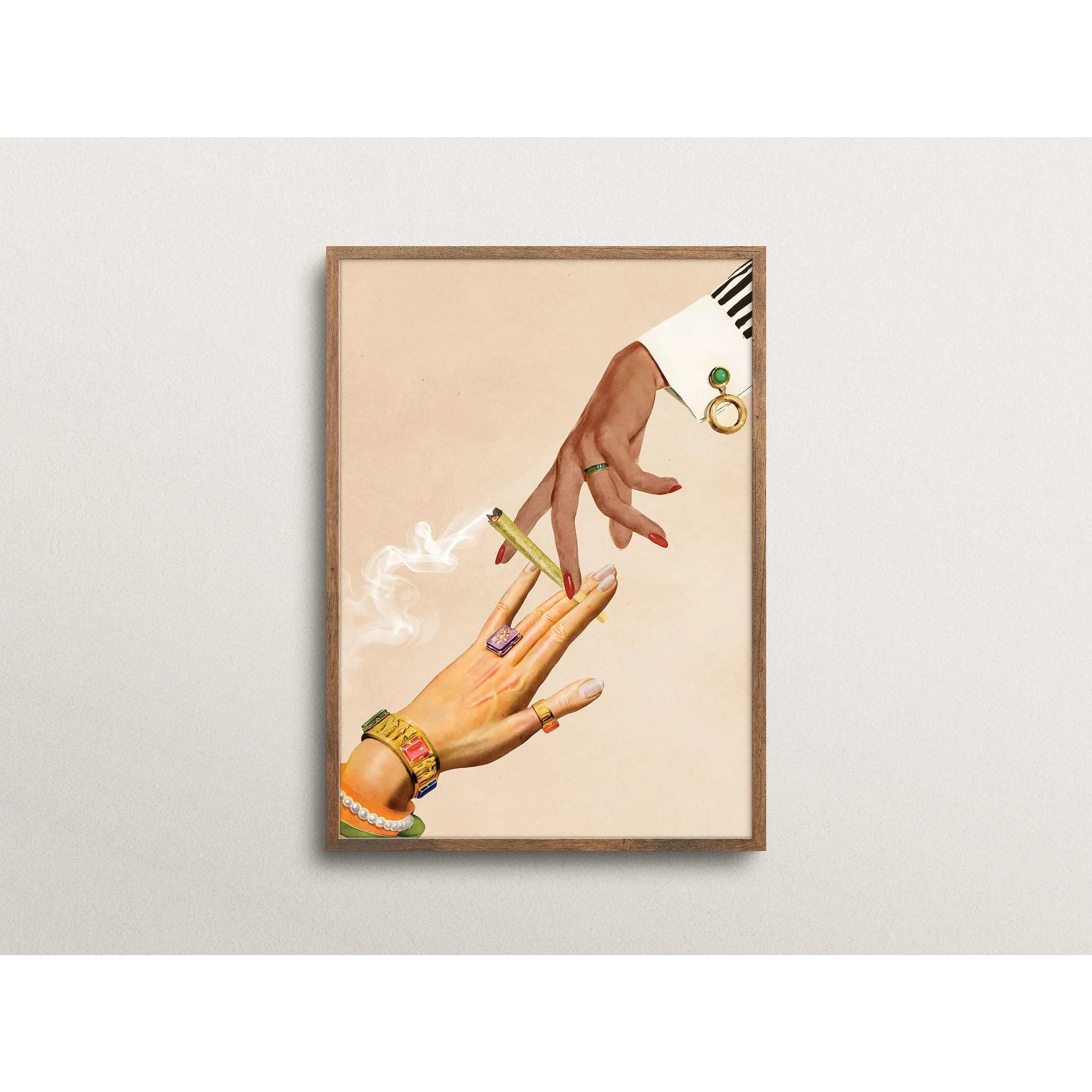 Deep Talks Wall Art Print, Funky Trippy Collage Art, Retro Psychedelic Poster, Gift for Friends, Retro Weed Decor, Digital Download