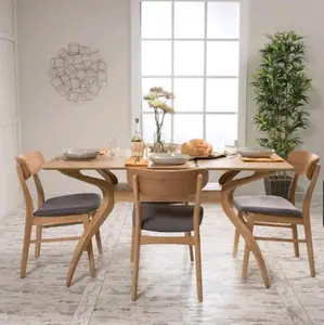 Fausett Modern 5 Piece Dining Set with Soft Fabric Cushioned Seats - Multiple Color and Finish Options Available