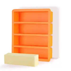 Silicone Butter Mold Tray with Lids, Non-Stick Butter Maker Fits Standard Butter Size, Great For Butter, Chocolate, Energy bar and Homemade Cake (1Pack, Stylish Orange Color) Kitchen Shaped