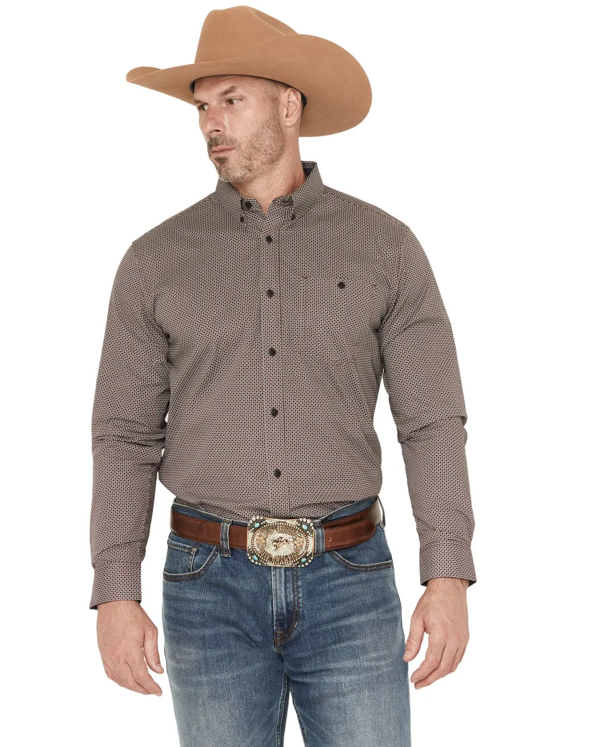 Rank 45 Men's 45&Reg; Men'S Kings Canyon Micro Geo Print Long Sleeve - Rmfa25w14-Burg