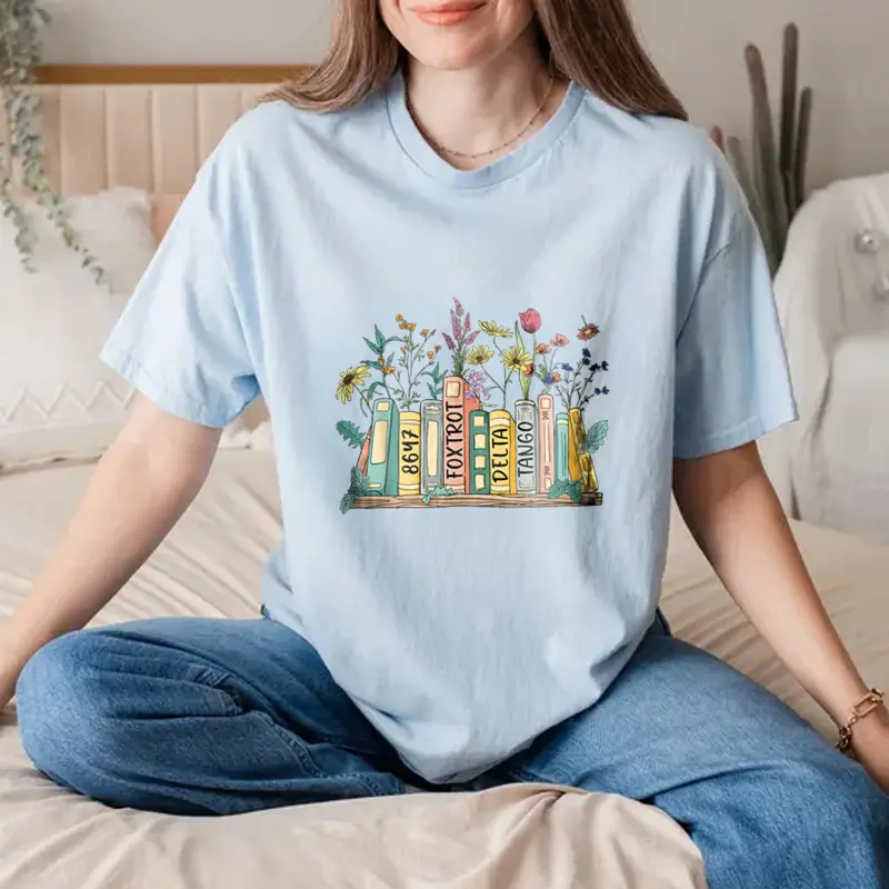 8647 Foxtrots Deltas Tangos Book Flower Tshirt  #foxtrot #deltatangos #bookflower
