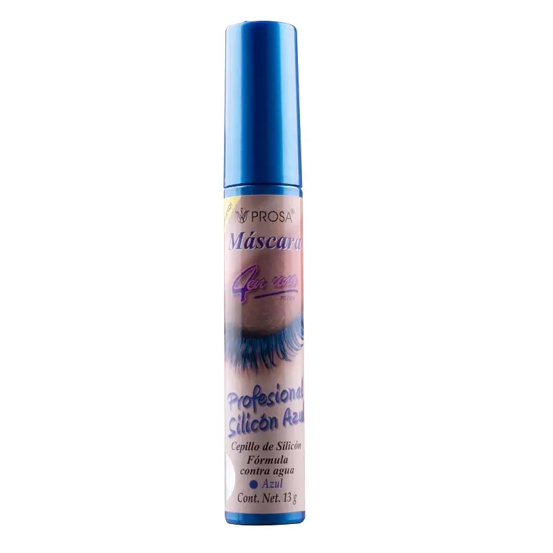 Prosa Professional Silicon Azul Mascara, Waterproof Makeup for Fuller and Longer Natural Lashes, Rich Blue Cosmetic, 13ml, Natural Mascara, Tube Mascara