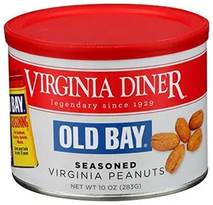 Virginia Diner Old Bay Seasoned Gourmet Virginia Peanuts - All Natural Virginia Peanuts Non-GMO, Preservative Free Gifts from Virginia Since 1929-9 Oz Can