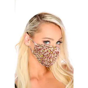 Pink Leopard Print Stretchy Reusable Face Mask