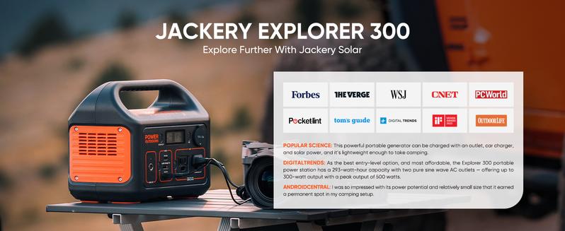 Jackery Solar Generator 300 - Portable Power Station with 293Wh Battery & 102W Fast Charger, 300W AC Outlet (110V) for Outdoor Adventures, Travel & Blackouts