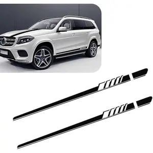 Pack-2 Car Side Skirt Decals, PVC Long Stripes Stickers, 88.58" x 4.52" Auto Personalized Stickers, Waterproof Body Decoration, Universal for Most Cars, Trucks, SUVs (Black)