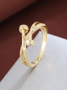 Women's Ring Design with Artificial Zirconia, Cubic Zirconia Rings, Casual Gift Jewelry, Copper Material, All-Season Wear, Stylish Accessory