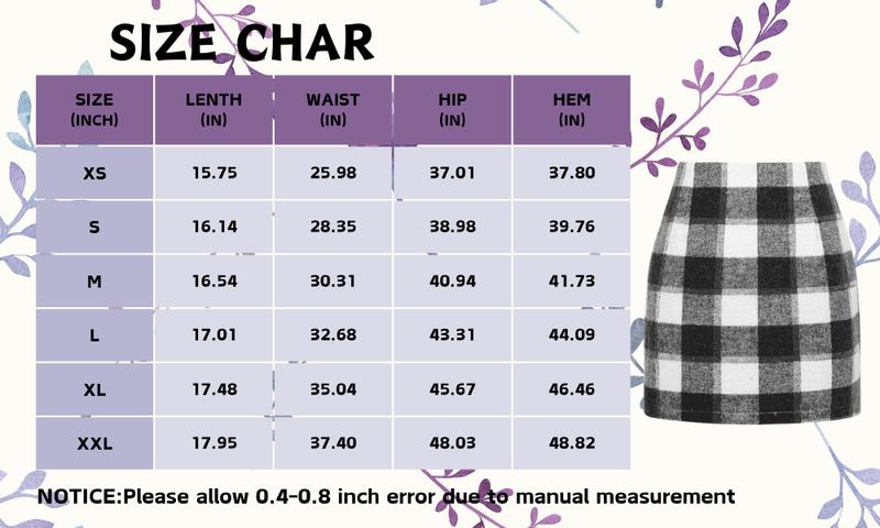 Angerella Womens Casual High Waist Plaid Skirt Fall Winter Bodycon Pencil Mini Skirts