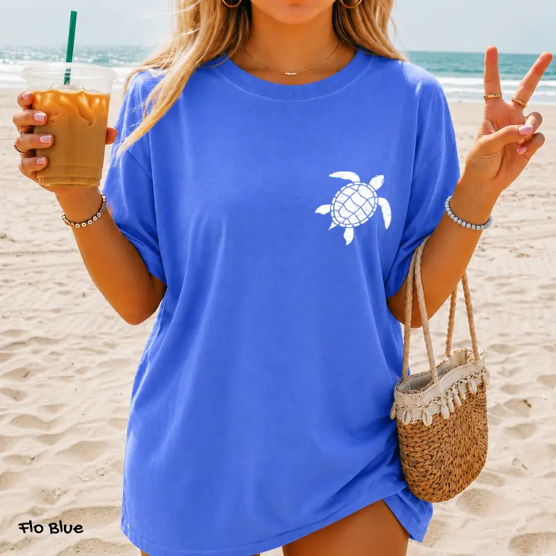 Comfort Colors Vintage Sea Turtle T-Shirt, Ocean Graphic Tee, Save the Turtles Shirt, Beach Summer Tee, Trendy Oversized Shirt for Women, Coastal Aesthetic Gift