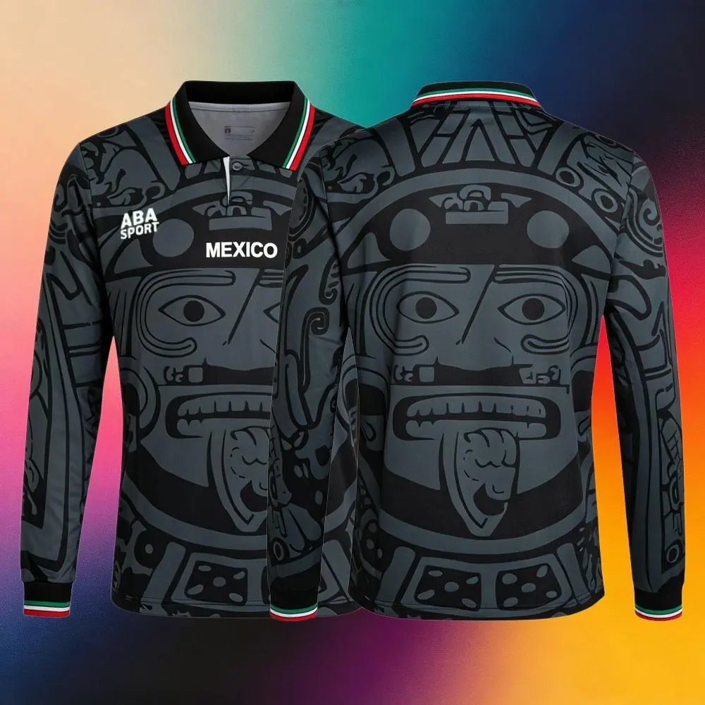 1998 Mexico National Team Away Long Sleeve Retro Soccer Jersey BLack