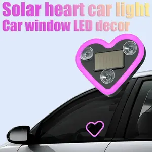 Valentine's Day Gift Switchable Modes Heart LED Neon Solar Car Ambient Light for Car & Outdoor Decor Car Window LED Decor