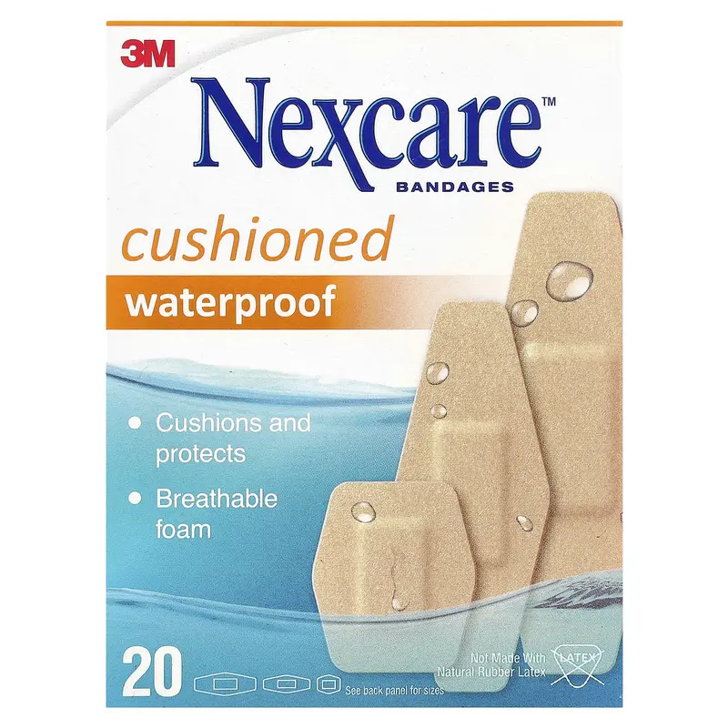 Nexcare Cushioned Waterproof Bandages, 20 Assorted Sizes