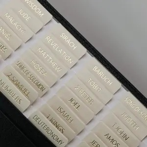 -Leather  Tabs with Book Summaries,  Tabs for Women and Men( Foil Lettering) Large Print Stickers, Easy to Read and Apply, 80 Chapters Labels for Easy Navigation(Cream)