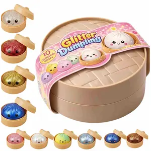 [Blind Box]2026 NewGlitter Dumpling Squishy - Random Glitter Dumpling Box, Dumplings Squishy Toy,Dumpling Fidget Sensory Toy,3.15 inches in Diameter Squeeze Dough Ball Stress Relief Toy, Stretchy Stress Ball Squish Toys