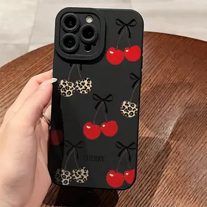 Phone Case: 1 Leopard Print Cherry Trendy Pattern Angel Eye Frosted Phone Case, Suitable for a variety of iPhone models, from Iphone 17 series to Iphone 11 series, and Iphone x series