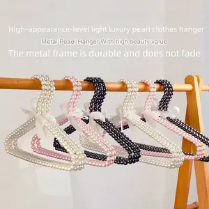 Princess Pearl Clothes Hanger with Bow, Elegant European Style Wedding Dress Rack, Fairy Tale Clothing Stand