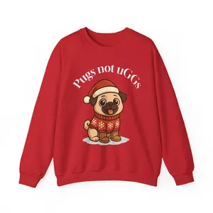Santa Pug Sweatshirt, Pugs Not UGGs Christmas Jumper, Holiday Dog Lover Gift, Funny Winter Crewneck, Ugly Christmas Sweater, Festive Pet